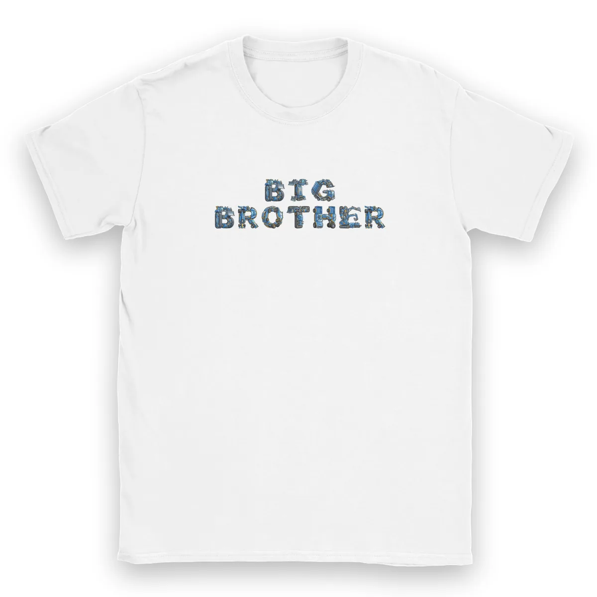 BIG BROTHER in the Robots alphabet, printed on a kids t-shirt
