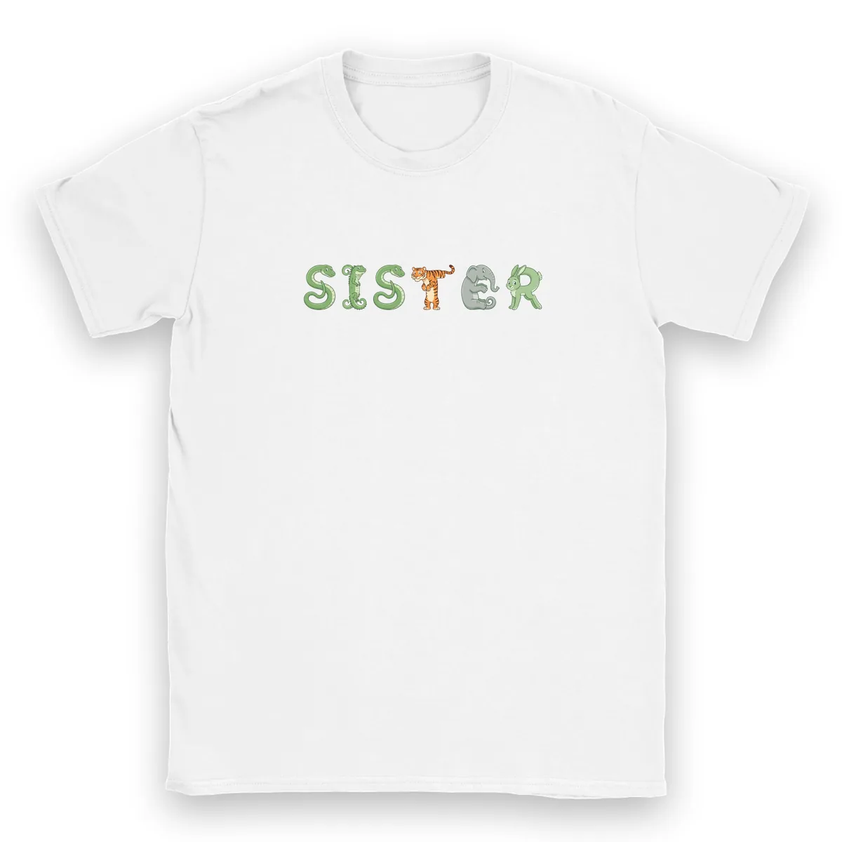 SISTER in the Animals alphabet, printed on a kids t-shirt
